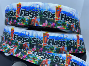 Exclusive 1 yard 1 Inch Six Flags Grosgrain Ribbon