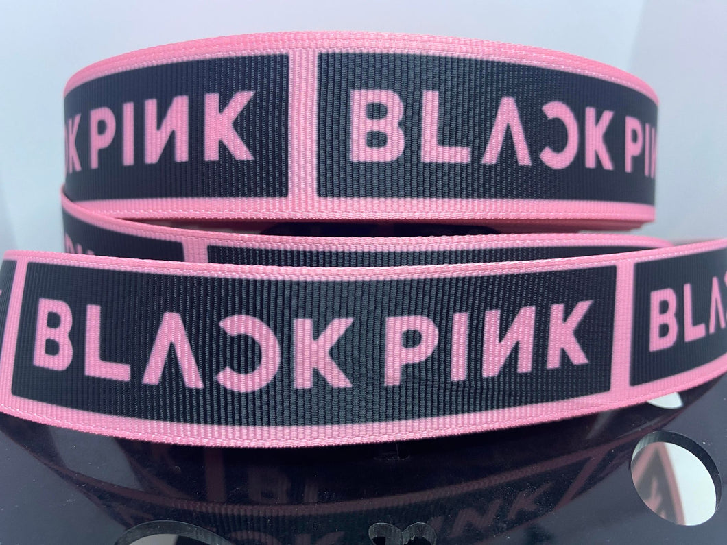 1 Yard 1 inch Black Pink K-Pop Grosgrain Ribbon Korean Girl Group