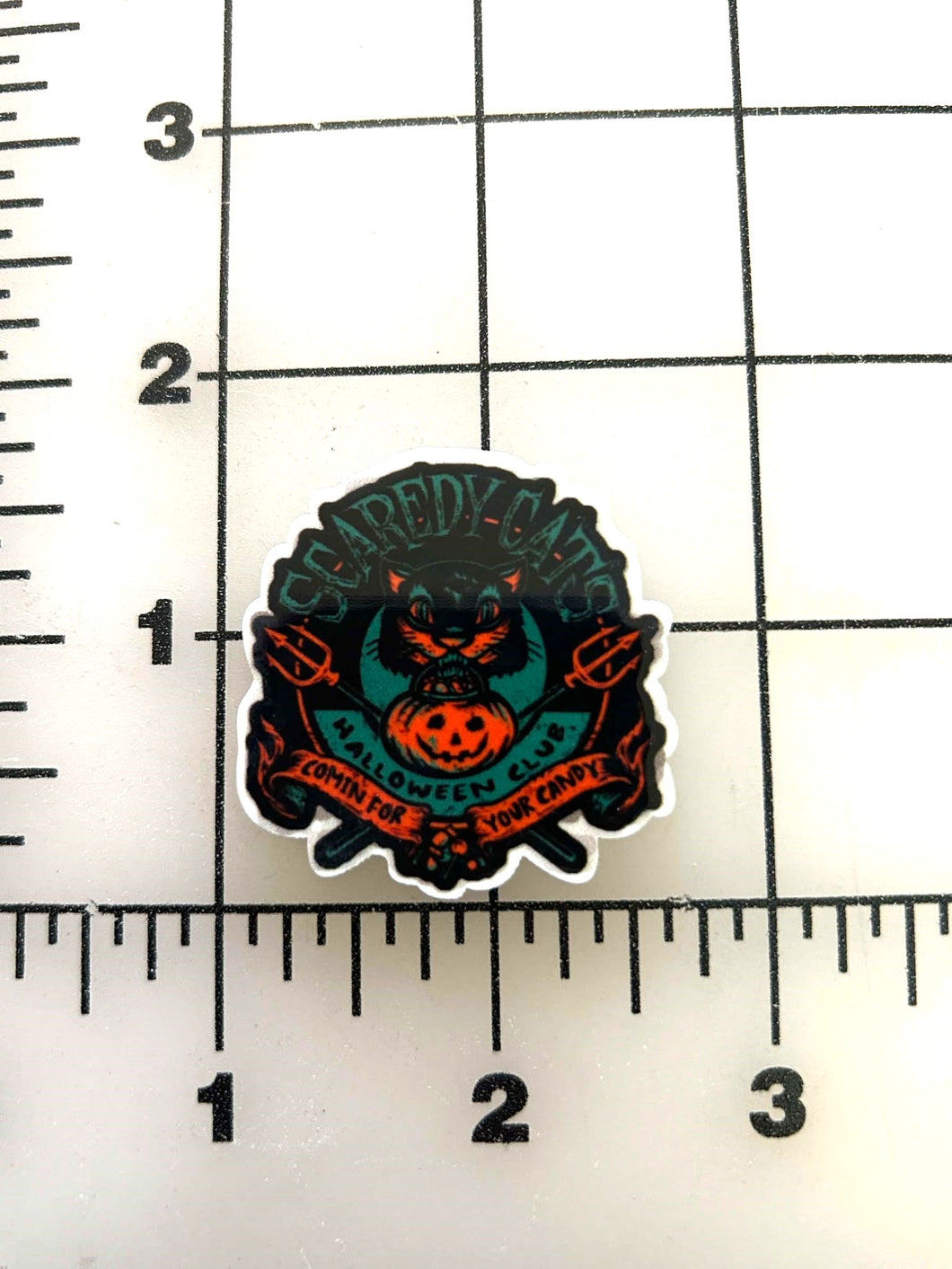 ScaredyCat Halloween Club Flat Back Printed Resin