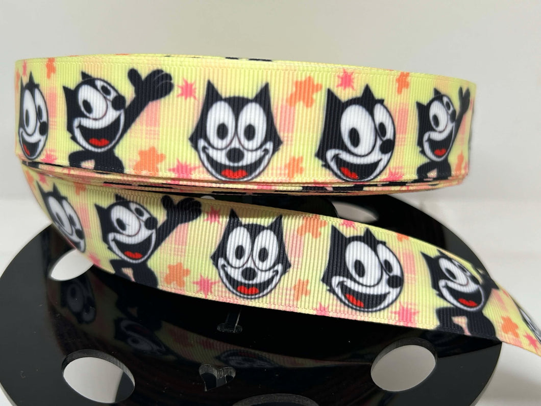 NEW 1 yard 1 inch wide Felix the Cat Grosgrain Ribbon