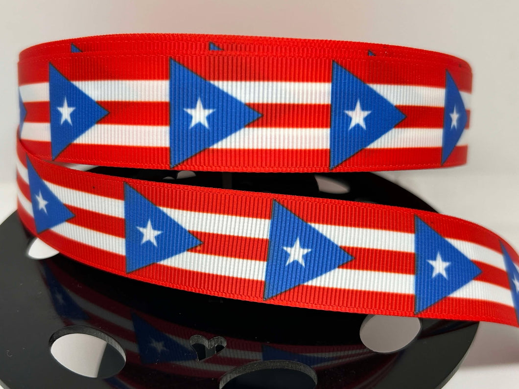 NEW 1 yard 1 inch wide Puerto Rican Flag Grosgrain Ribbon