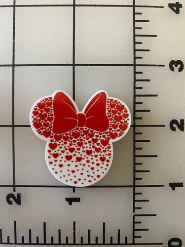 Valentines Day Heart Minnie Mouse Head Shape Flat back Printed Resin