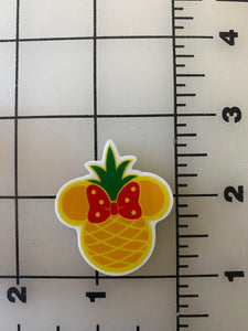 Minnie Mouse shaped Pineapple Flat back Printed Resin