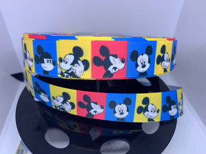 1 yard 7/8"  Disney Faces of Mickey Mouse Grosgrain Ribbon