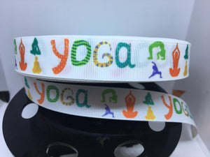 1 yard 7/8" Yoga Fitness Grosgrain Ribbon - Bow Making Ribbon - 22 mm Ribbon Work out Yogi